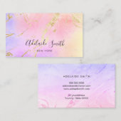 Carte De Visite marbre fluide violet jaune rose (Devant / Derrière)