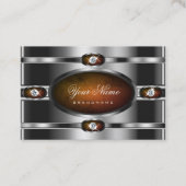 Carte De Visite Marbre foncé d'argent moderne et diamants Faux (Devant)