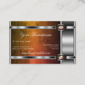 Carte De Visite Marbre foncé d'argent moderne et diamants Faux (Dos)