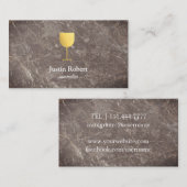 Carte De Visite Marbre foncé moderne vin Bartender sommelier cuisi (Devant / Derrière)