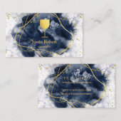 Carte De Visite Marbre foncé moderne vin Bartender sommelier cuisi (Devant / Derrière)