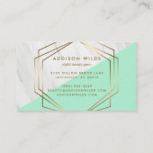 Carte De Visite Marbre Géométrique Mint Moderne Et Or Trendy Chic (Dos)