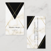 Carte De Visite Marbre géométrique moderne élégante Bandes dorées (Devant / Derrière)