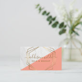 Carte De Visite Marbre géométrique Moderne Pêche Or tendance Chic (Debout devant)