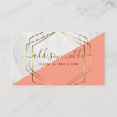 Carte De Visite Marbre géométrique Moderne Pêche Or tendance Chic (Devant)