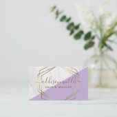 Carte De Visite Marbre géométrique Moderne Violet Or tendance Chic (Debout devant)