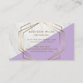 Carte De Visite Marbre géométrique Moderne Violet Or tendance Chic (Dos)