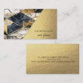 Carte De Visite Marbre Géométrique Noir Or Moderne (Devant / Derrière)