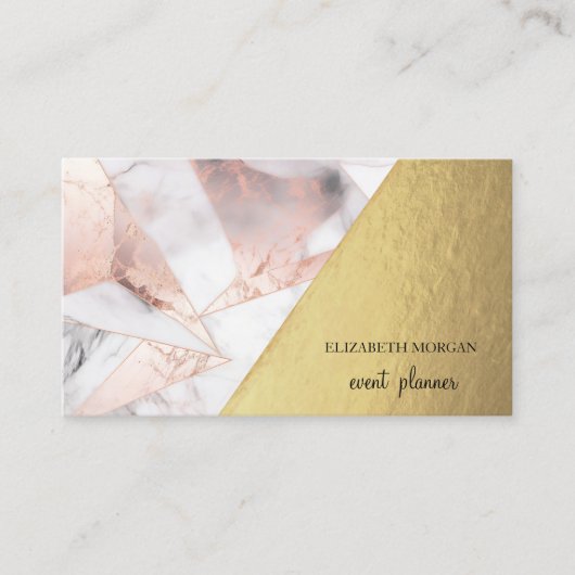 Carte De Visite Marbre géométrique Rose or tendance (Devant)
