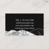 Carte De Visite Marbre glam agate initiales argent noir (Dos)