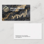 Carte De Visite Marbre | Graphique en chandelier doré (Devant / Derrière)