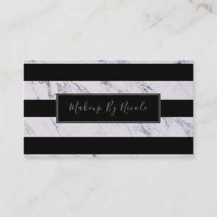 Carte De Visite Marbre Gris Argent Bandes Noires Chic Moderne Glam