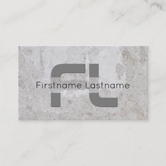 Carte De Visite Marbre gris clair structure en marbre blanc monogr (Devant)