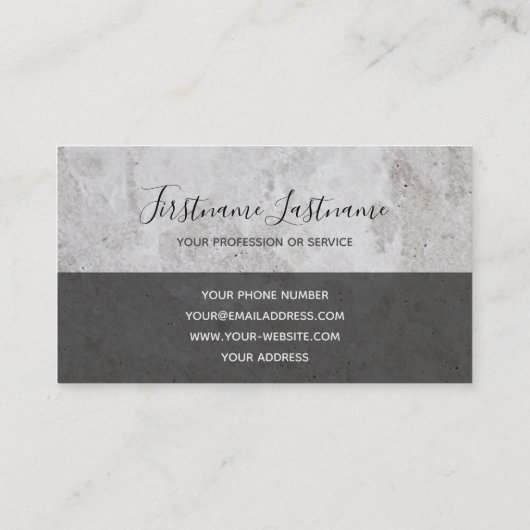 Carte De Visite Marbre gris clair structure en marbre blanc monogr (Dos)