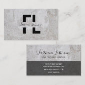 Carte De Visite Marbre gris clair structure en marbre blanc monogr (Devant / Derrière)