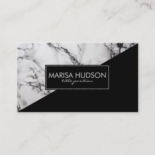 Carte De Visite Marbre Gris Et Noir Et Triangle Noir (Devant)