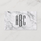 Carte De Visite Marbre gris et noir trois lettres Monogramme (Devant)