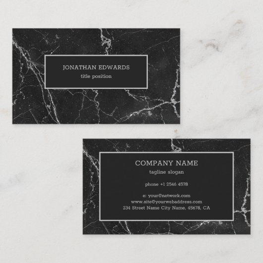 Carte De Visite Marbre gris foncé (Devant / Derrière)