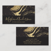 Carte De Visite Marbre gris foncé doré | Série de signatures exécu (Devant / Derrière)
