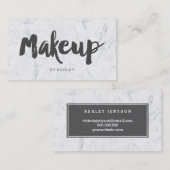 Carte De Visite Marbre gris moderne de typographie de maquilleur (Devant / Derrière)
