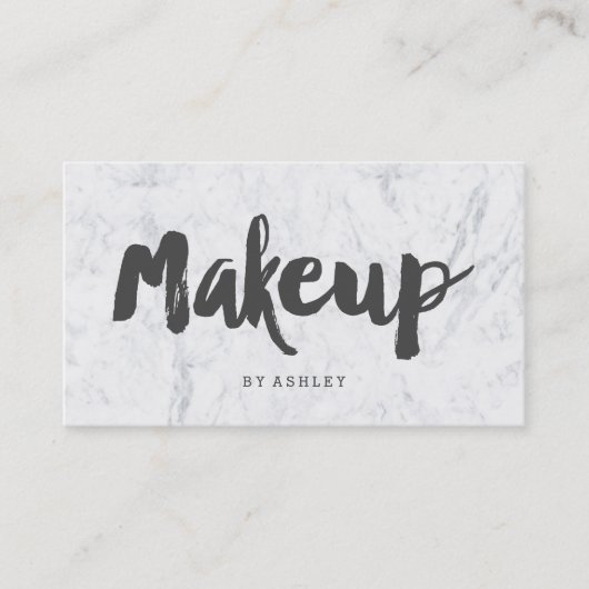 Carte De Visite Marbre gris moderne de typographie de maquilleur (Devant)