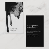 Carte De Visite Marbre gris noir moderne à la goutte d'eau Peintur (Devant / Derrière)