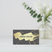 Carte De Visite Marbre Gris Or | Doré Brossé (Debout devant)