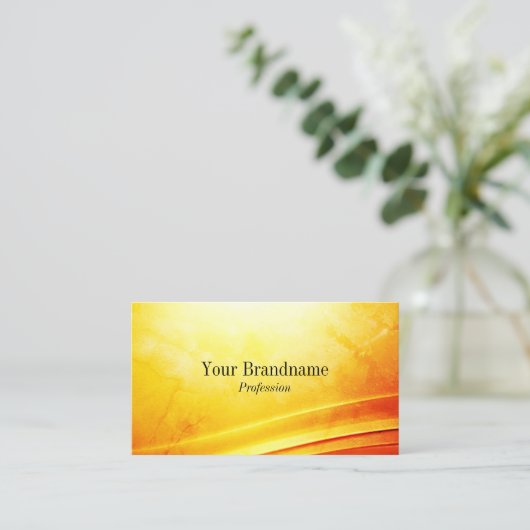 Carte De Visite Marbré jaune orange courbé logo QR Code (Debout devant)