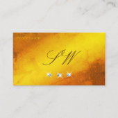 Carte De Visite Marbre Jaune Orange Diamants Étincelants Monogramm (Devant)