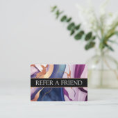 Carte De Visite Marbre liquide Bleu pourpre Or client de référence (Debout devant)