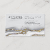 Carte De Visite Marbre liquide gris - perle et or monogramme (Dos)