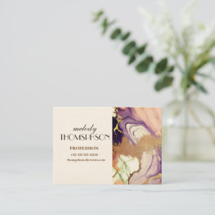 Carte De Visite Marbre Luxueux Paillettes Rose Violet Or