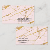 Carte De Visite Marbre métallique en or rose | Artiste Abstrait (Devant / Derrière)