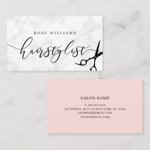Carte De Visite Marbre minimal moderne et coiffeuse rose