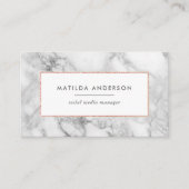 Carte De Visite Marbre minimal moderne et or rose géométrique (Devant)