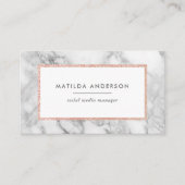 Carte De Visite Marbre minimal moderne et or rose géométrique (Devant)