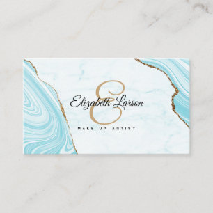 Carte De Visite Marbre moderne Aqua Parties scintillant Bleue QR S