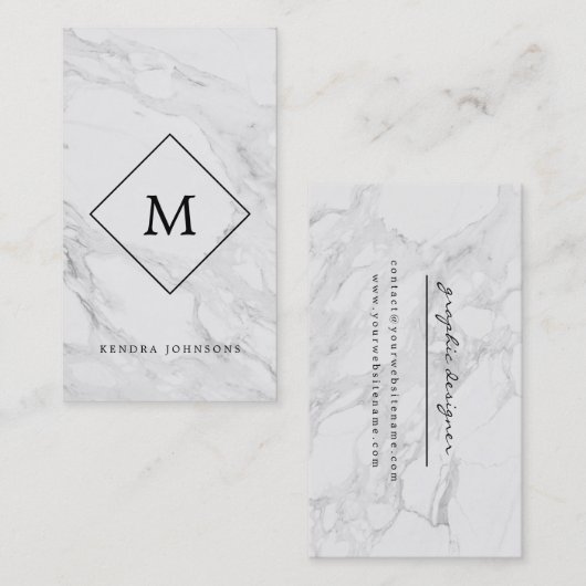 Carte De Visite Marbre moderne de monogramme (Devant / Derrière)