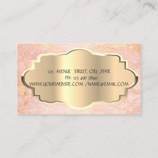 Carte De Visite Marbre moderne élégant, Cadre Or (Dos)