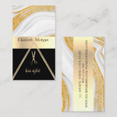 Carte De Visite Marbre moderne élégant Or Noir, Ciseaux (Devant / Derrière)