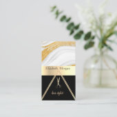 Carte De Visite Marbre moderne élégant Or Noir, Ciseaux (Debout devant)