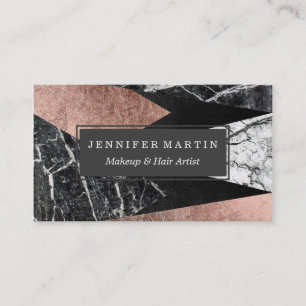 Carte De Visite Marbre moderne élégant, or rose, et triangle noire