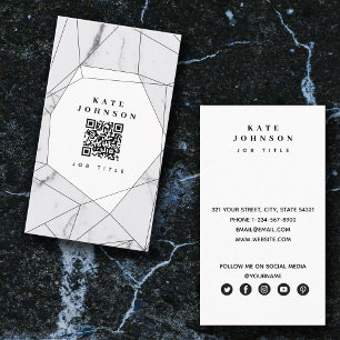 Carte De Visite Marbre moderne géométrique Code QR Médias sociaux