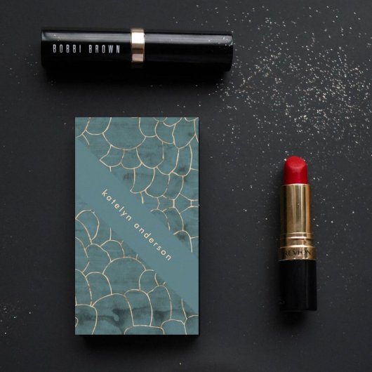 Carte De Visite Marbre moderne Gold Gemstone Turquoise