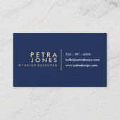 Carte De Visite Marbre moderne marine bleu or chic (Dos)