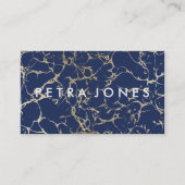 Carte De Visite Marbre moderne marine bleu or chic (Devant)