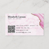 Carte De Visite Marbre moderne Parties scintillant rose vif QR maq (Dos)