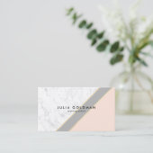 Carte De Visite Marbre moderne rose gris rose chic or géométrique (Debout devant)