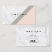 Carte De Visite Marbre moderne rose gris rose chic or géométrique (Devant / Derrière)