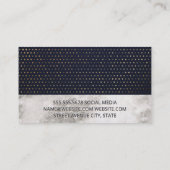 Carte De Visite Marbre | Motif de points d'or | Luxe Bleu foncé (Dos)